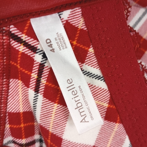 NWT Ambrielle Organic Cotton Demi Classic Racerback Red Plaid Bra - Picture 7 of 7